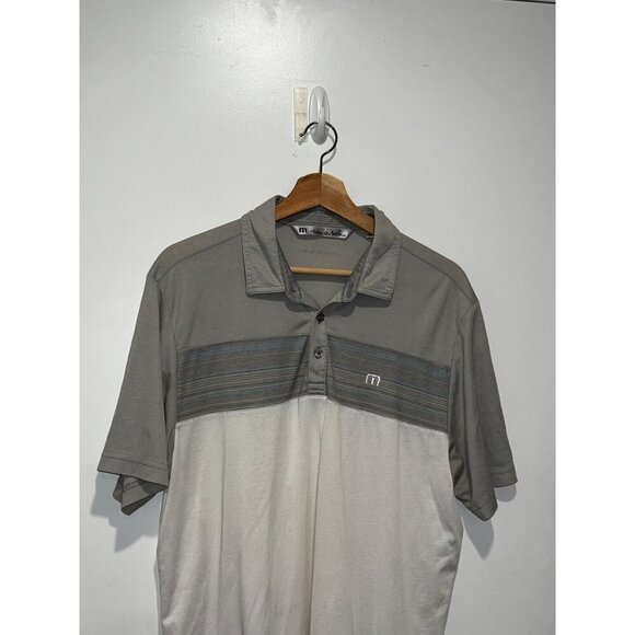 Travis Mathew Gray & White Short-Sleeve Collard Pullover Men's Polo Shirt Size L - Picture 2 of 9